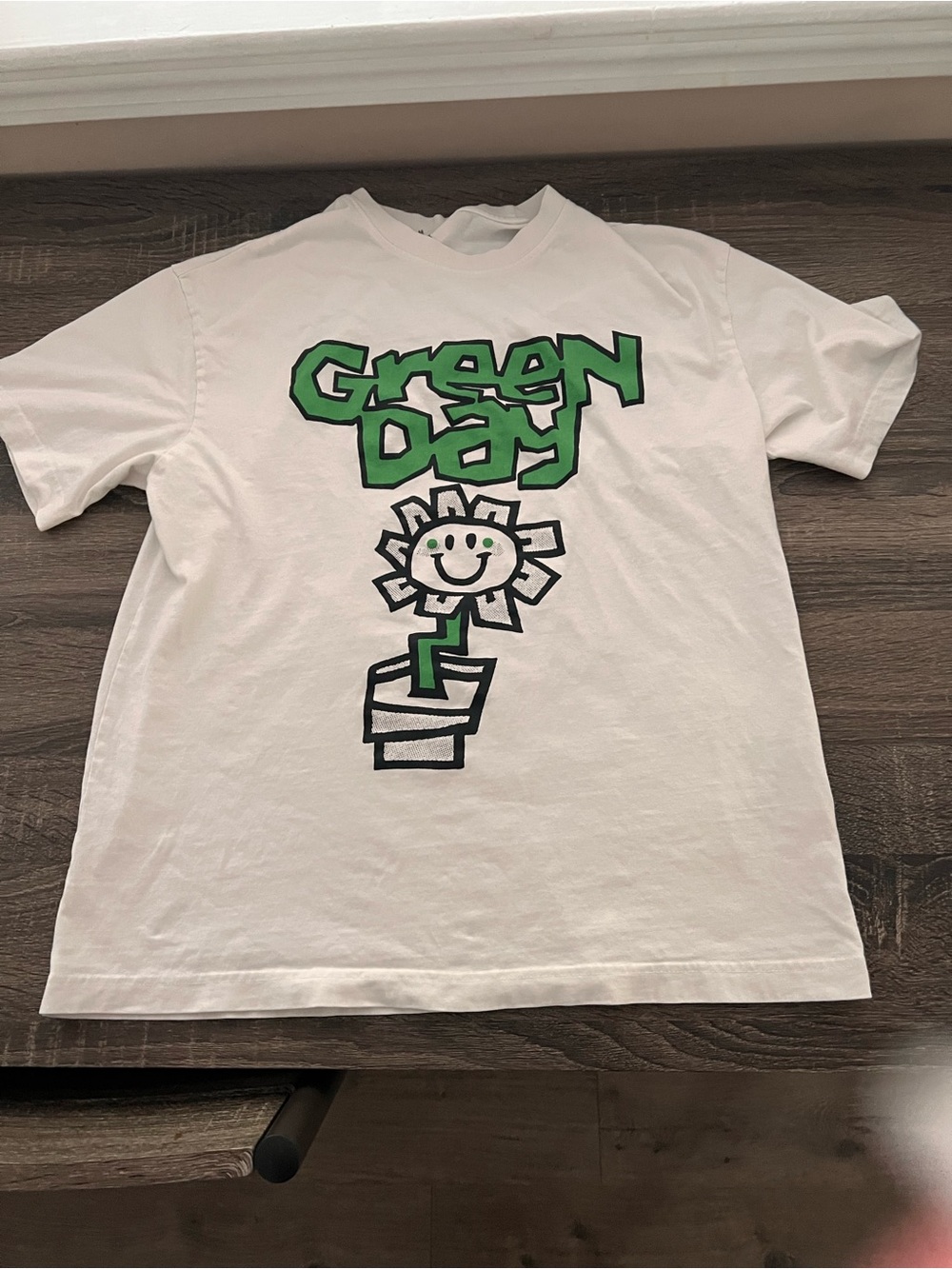 Green Day Youth Large Band Tee Concert Graphic Shirt White 2024 Tour Punk Rock